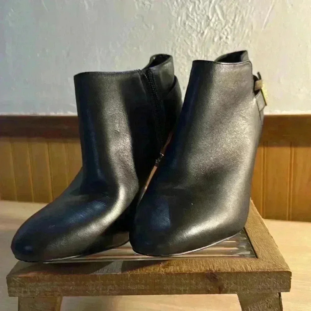 Vince Camuto Lokari Black Leather High Heel Booties